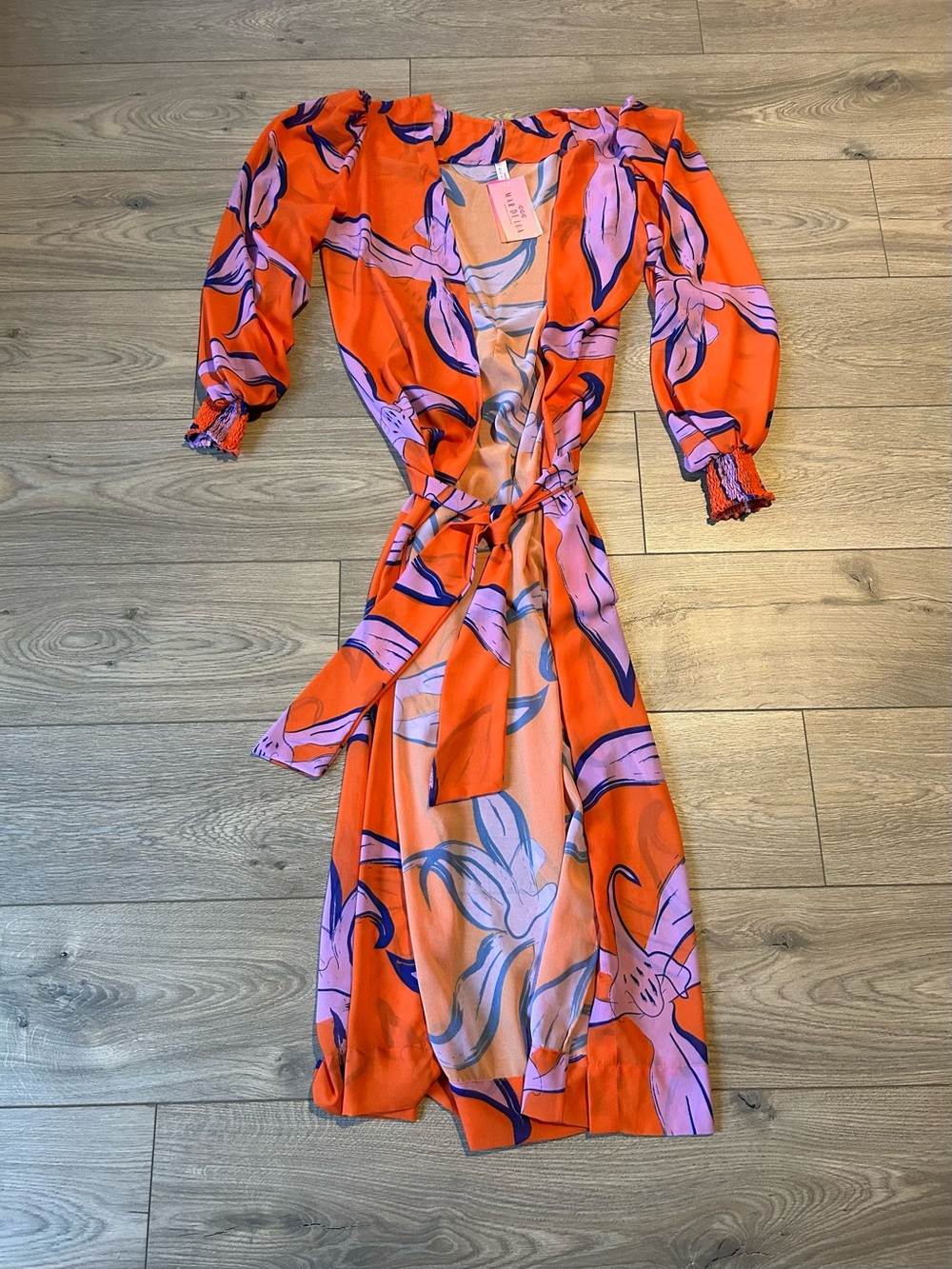 NEW MAR DE LUA Vibrant Tropical Floral Kimono / long sleeve coverup OS New
